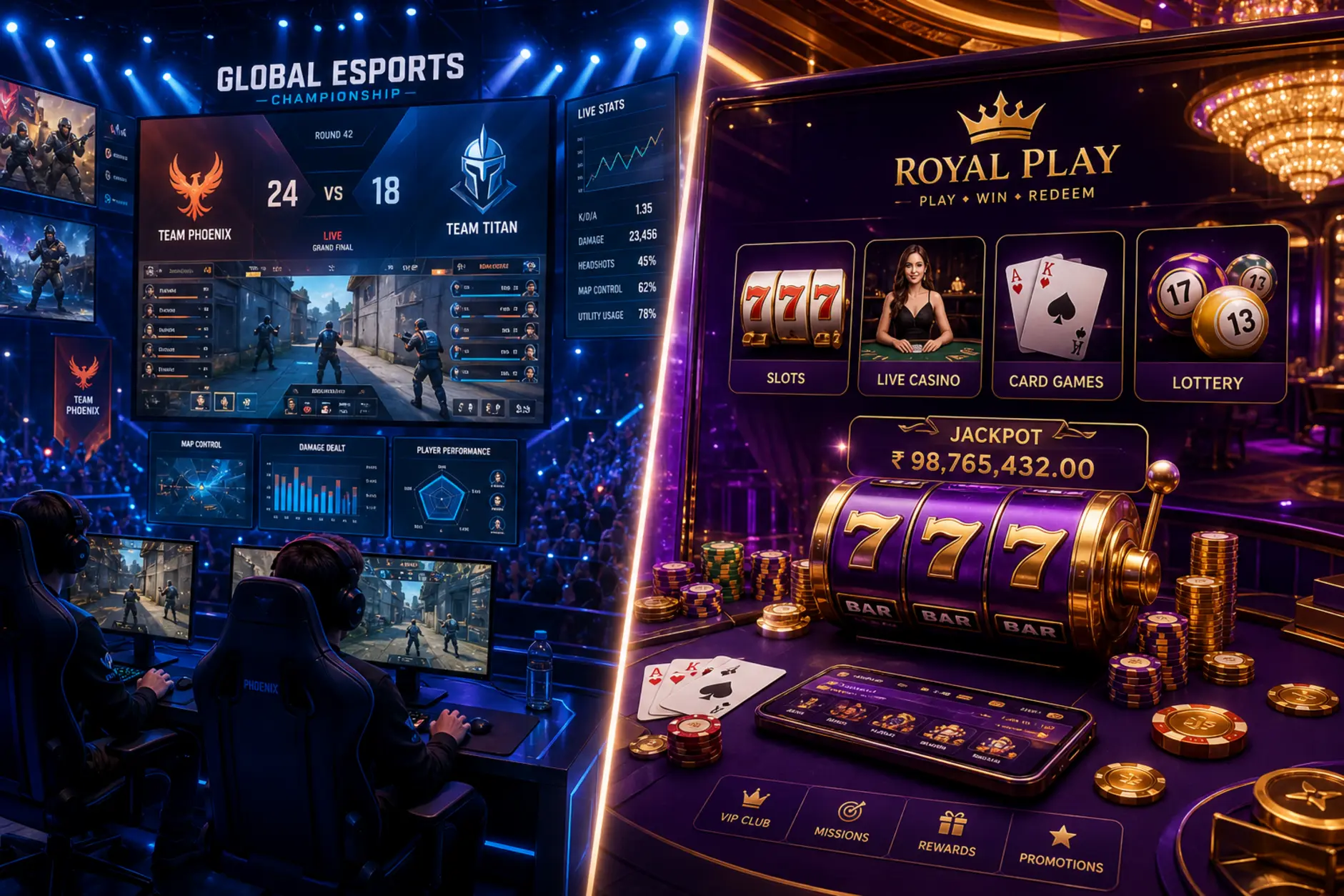 Dwa typy platform online: sport i e-sport kontra sloty i gry stołowe