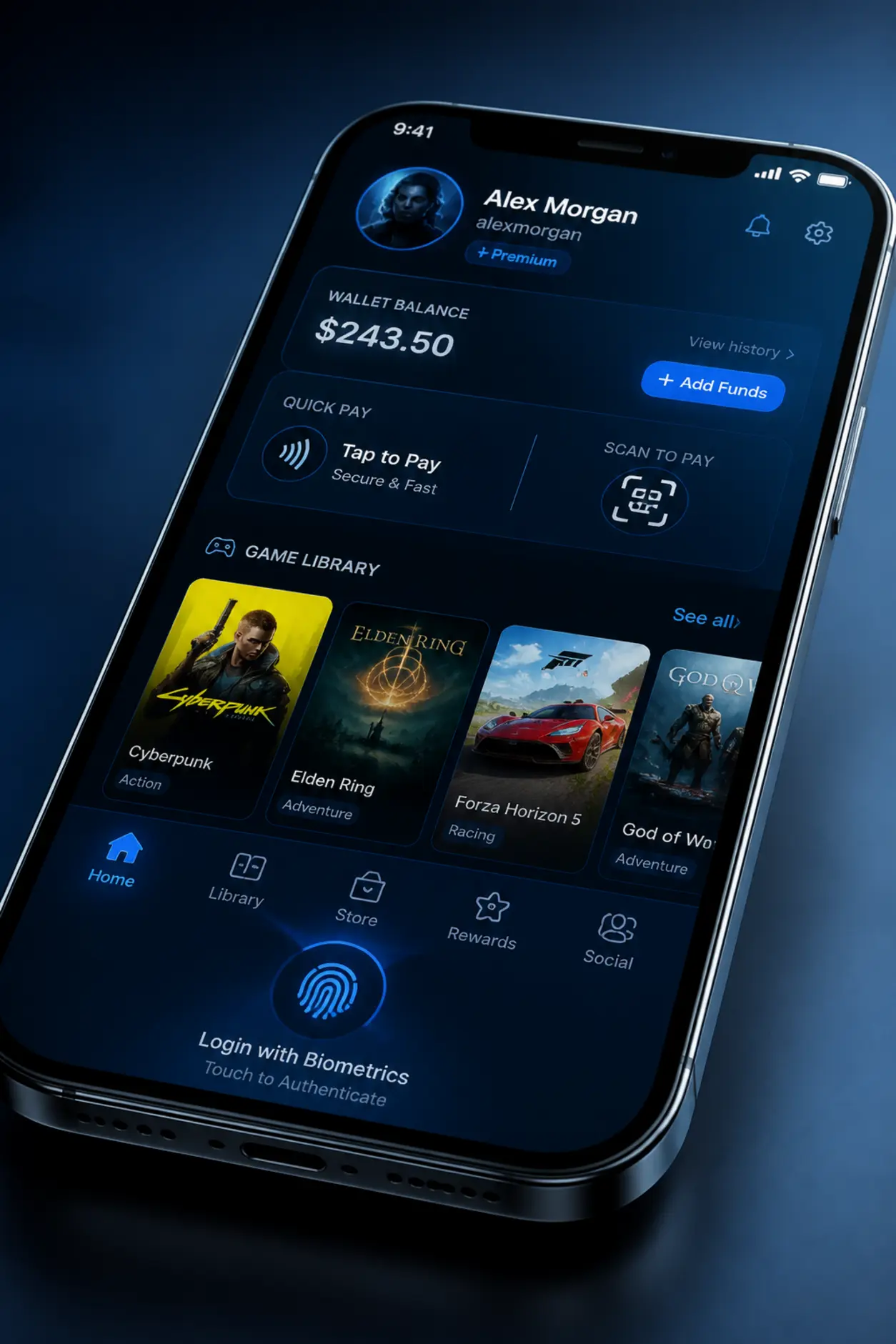 Ekran iPhone z funkcjami aplikacji kasynowej na iOS