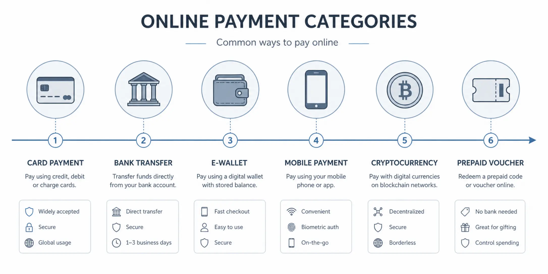 Porównanie metod płatności online Diagram porównujący główne kategorie metod płatności online